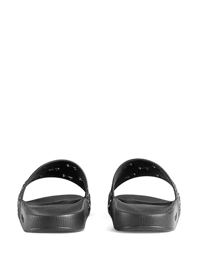 Shop Gucci Rubber Gg Slide Sandal In Black