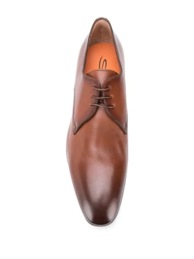 Shop Santoni Classic Derby Shoes In Brown