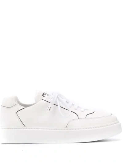 Shop Prada Logo Low-top Sneakers - White