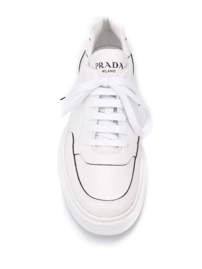 Shop Prada Logo Low-top Sneakers - White