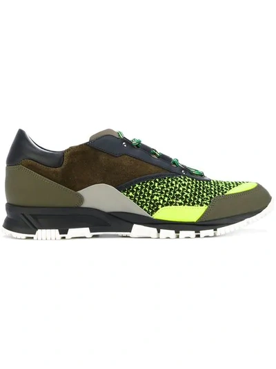 Shop Lanvin Contrast Panelled Sneakers In Green