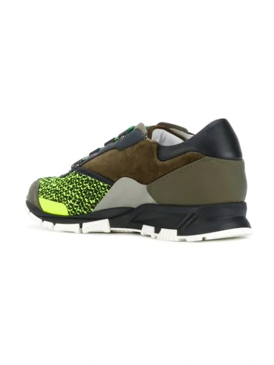 Shop Lanvin Contrast Panelled Sneakers In Green