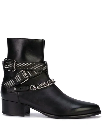 Shop Amiri Chain Detail Ankle Boots In Black