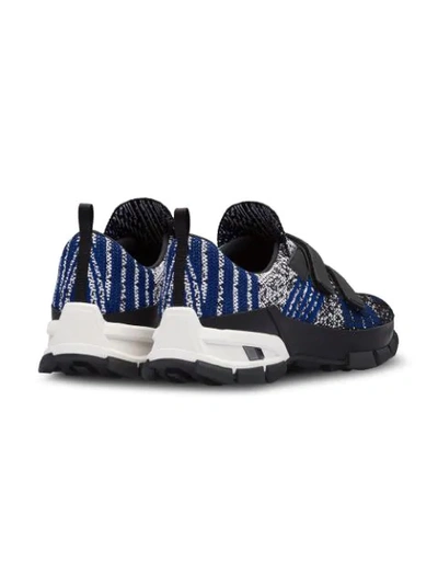 Shop Prada Crossection Knit Sneakers In Black