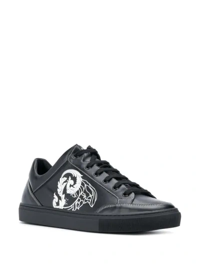 Shop Versace Logo Printed Sneakers In Black