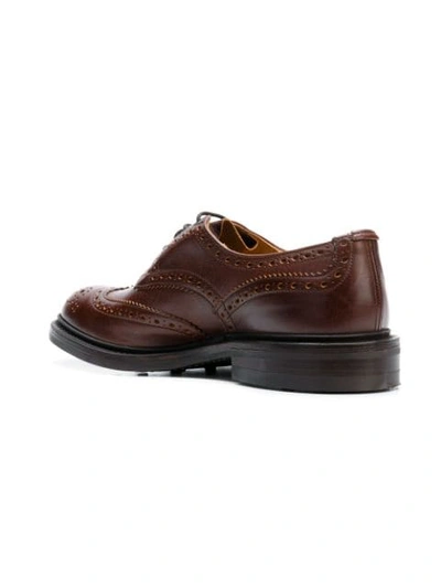 Shop Tricker's Punch-hole Derby Shoes In Brown
