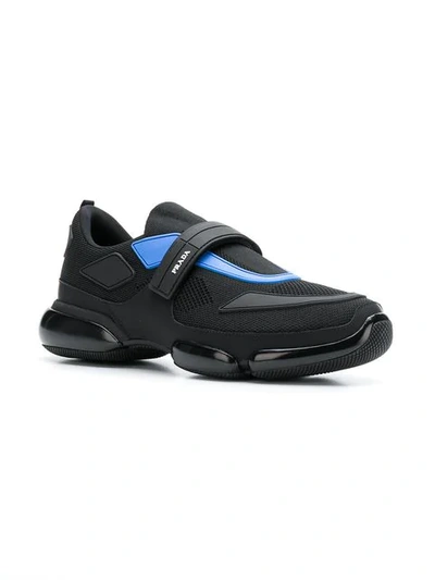 Shop Prada Black And Blue Cloudbust Leather Sneakers