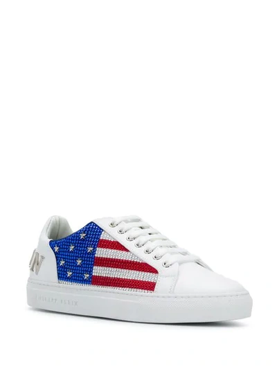 PHILIPP PLEIN LOW-TOP U.S. FLAG SNEAKERS - 白色