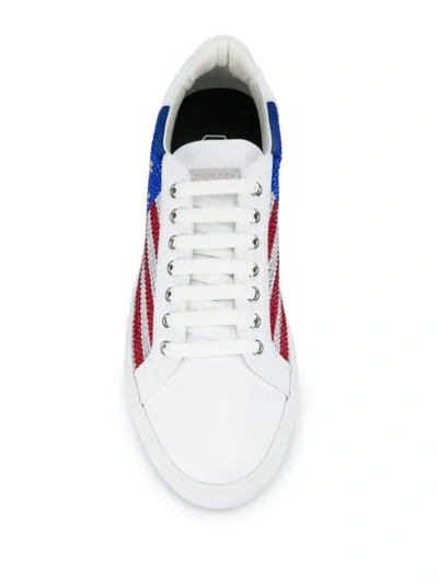 PHILIPP PLEIN LOW-TOP U.S. FLAG SNEAKERS - 白色