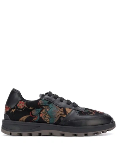Shop Etro Embroidered Low Top Sneakers In Black