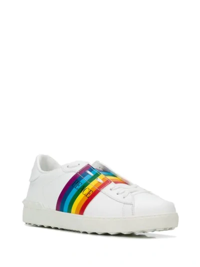 Shop Valentino Garavani Peace Rainbow Stripe Sneakers In White