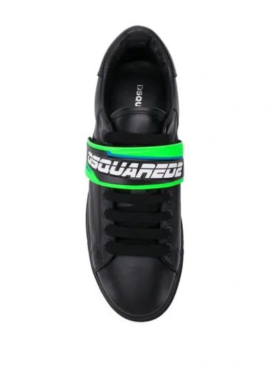 Shop Dsquared2 T-strap Logo Sneakers In Black