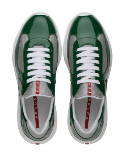 Shop Prada Patent Leather Low Top Sneakers - Grey