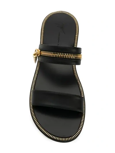 Shop Giuseppe Zanotti Zip Detail Slip-on Sandals In Black