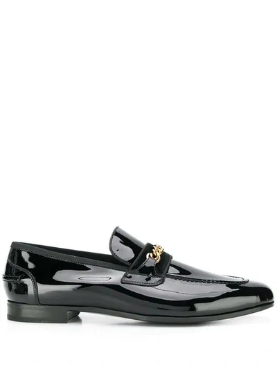 TOM FORD CHAIN EMBELLISHED LOAFERS - 黑色