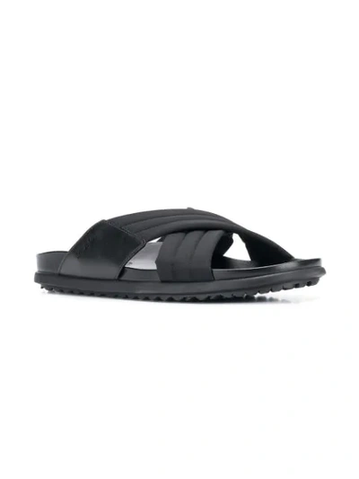 Shop Prada Cross Strap Sandals In Black