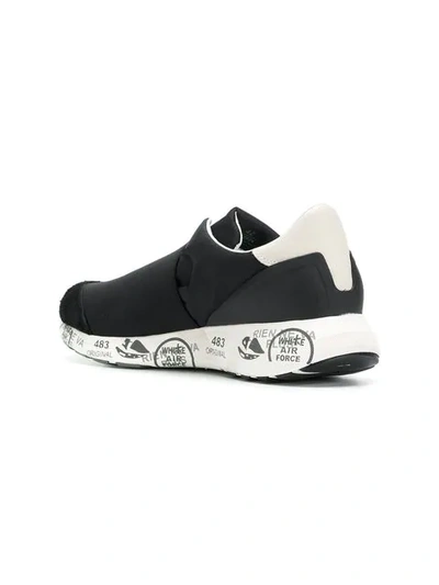 Shop White Premiata Printed Sole Slip-on Sneakers In Black