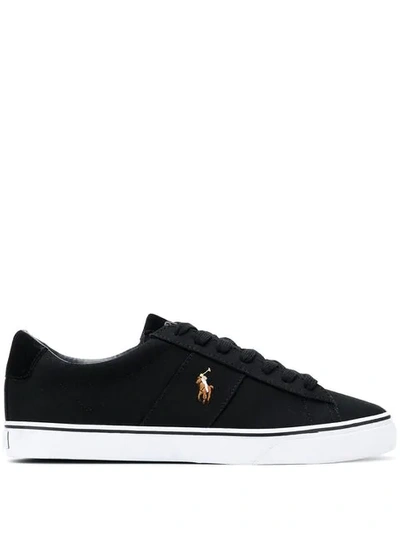 Shop Polo Ralph Lauren Embroidered Pony Sneakers In Black