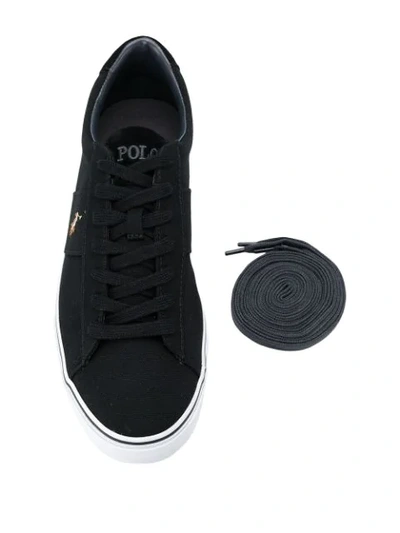 POLO RALPH LAUREN EMBROIDERED PONY SNEAKERS - 黑色