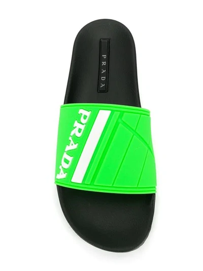 Shop Prada Ciabatta Sandals In Green