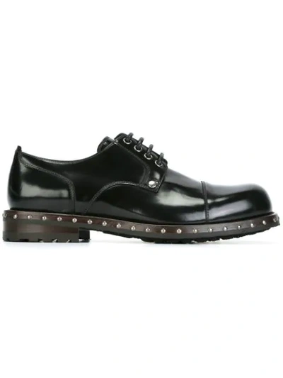 Shop Dolce & Gabbana Studded Derby Shoes - Black