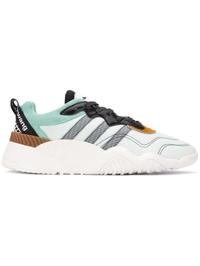Shop Adidas Originals By Alexander Wang Side Striped Lace-up Sneakers In Green