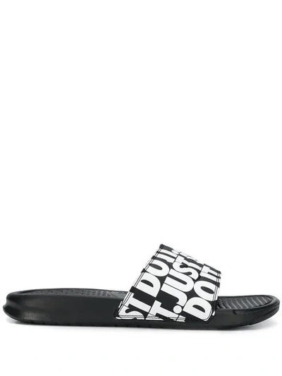 Shop Nike 'just Do It' Slides In Black