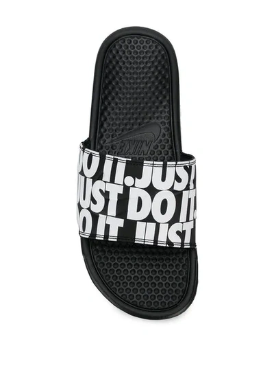 Shop Nike 'just Do It' Slides In Black