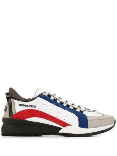 Shop Dsquared2 Contrast Panel Logo Sneakers In White