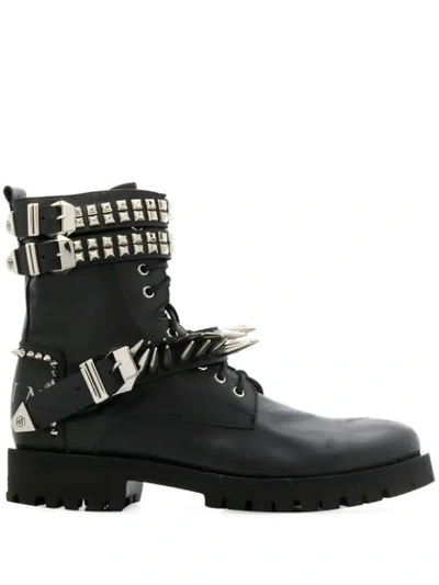 Shop Philipp Plein Studded Ankle Boots In Black