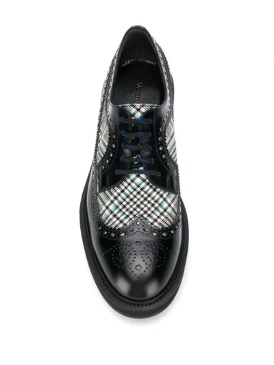 ALEXANDER MCQUEEN CHECK PRINT EMBELLISHED BROGUES - 黑色