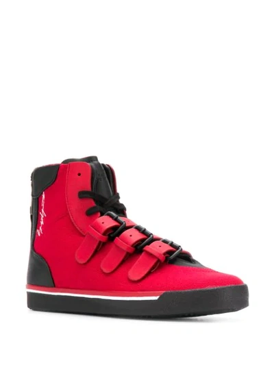 Shop Yohji Yamamoto Signature High Top Sneakers In Red