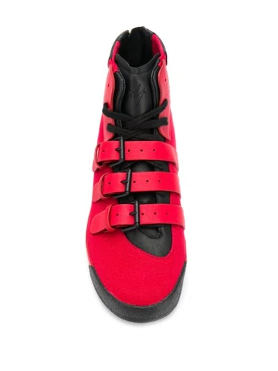 Shop Yohji Yamamoto Signature High Top Sneakers In Red