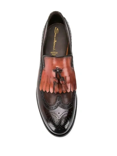 Shop Santoni Tassel Loafers In Brown