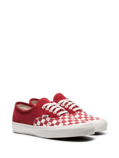Shop Vans Red Authentic Check Low-top Suede Sneakers