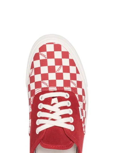 Shop Vans Red Authentic Check Low-top Suede Sneakers