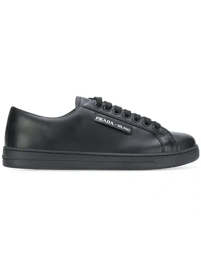 Shop Prada Low Top Logo Sneakers In Black