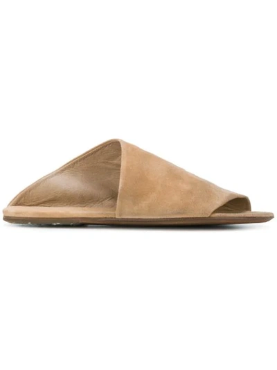 Shop Marsèll Asymmetric Slides In Brown