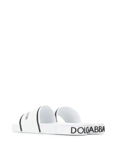 Shop Dolce & Gabbana Logo Printed Slippers In White