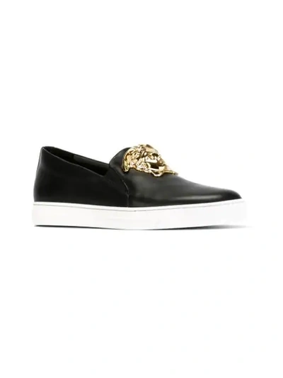 Shop Versace Medusa Slip-on Sneakers In Black