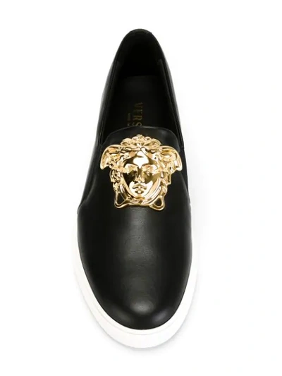 Shop Versace Medusa Slip-on Sneakers In Black