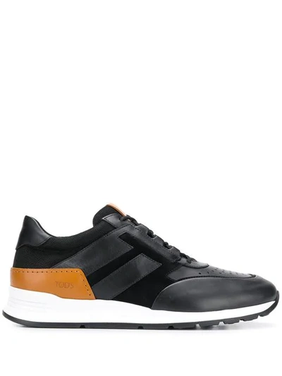 Shop Tod's Low Top Sneakers In Kq9 Nero/caramello