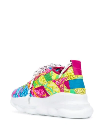 Shop Versace Floral Chain Reaction Sneakers In Pink