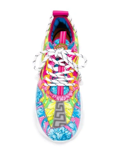 Shop Versace Floral Chain Reaction Sneakers In Pink