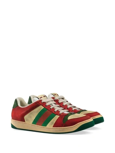 Shop Gucci Virtus Distressed Effect Sneakers - Red