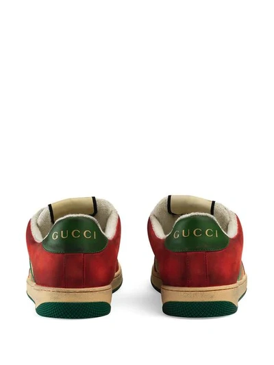 Shop Gucci Virtus Distressed Effect Sneakers - Red