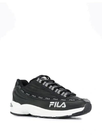 Shop Fila Logo Logo Trainers In Black