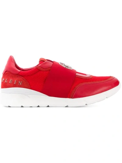 Shop Philipp Plein Metal Logo Runner Sneakers In Red