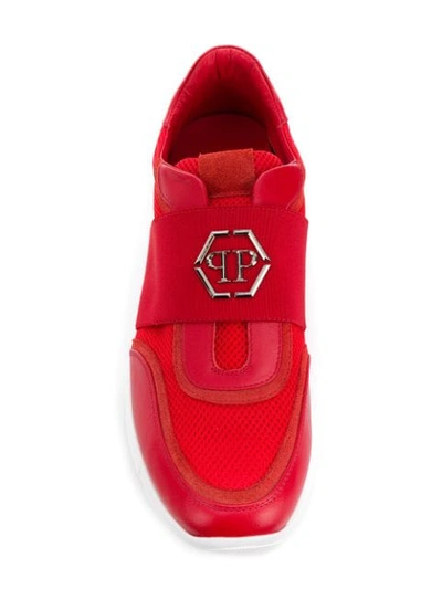 Shop Philipp Plein Metal Logo Runner Sneakers In Red