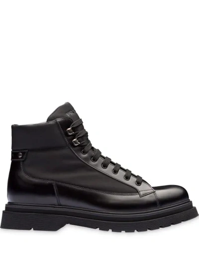 Shop Prada Ridged Annkle Boots - Black